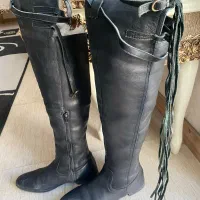 کفش بوت زنانه جورابی چرم ساق بلند