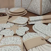 سفارش ست آشپزخانه جهیزیه عروس با پارچه کتان نخ