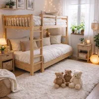 تخت دو طبقه کلبه تمام چوب