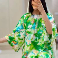 لباس ماکسی  ساحلی نخی جنس دیجیتالی