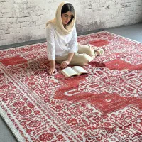 فرش کد ۸۰۱۱۱ رنگ کرم و قرمز ۱۲و۹و۶ متری قالیچه