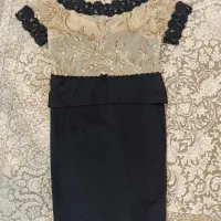 لباس مجلسی کوتاه کاپ داربالاتنه گیپوروسنگ دوزی شده