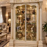 بوفه ویترین بزرگ چوب راش اصل طرح سلطنتی