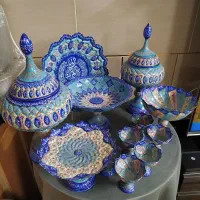 ست 14 پارچه ظروف مسی با هنر میناکاری|صنایع دستی و سایر لوازم تزئینی|مبارکه, |دیوار