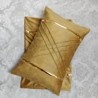 روبالشتی نوار چرم طلایی|رختخواب، بالش، پتو|کاشان, درب اصفهان|دیوار
