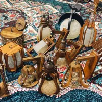 لوستر شیشه ای و چوبی