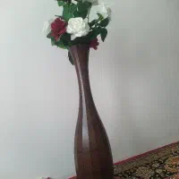 گلدان چوبی و گل رز|گل مصنوعی|خلخال, |دیوار