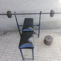 میز هالتر و۵۰کیلو وزنه ومیله هالتر فولادی