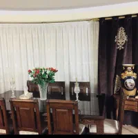 پرده پذیرایی جنس تور با آستر و دکور پرده -سالم