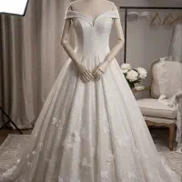 لباس عروس یقه دلبری سایز ۳۸ ژپون دار حریر ترک