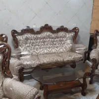 مبل۹نفر استیل بهمراه میزوعسلی چوب گردو درحدنو|مبلمان خانگی و میز عسلی|قزوین, |دیوار
