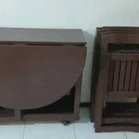 میزوصندلی چوبی تاشو و چرخ دار۴نفره|میز و صندلی غذاخوری|پردیس, فاز ۱۱|دیوار