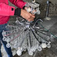 لوستر ۱۴ شاخه برنجی مدل کریستال