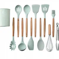 ست کفگیر ملاقه سیلیکونی سبز دریایی