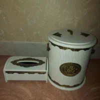 سطل و جا دستمالی چوبی