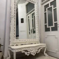 آینه کنسول بزرگ تمام چوب سفید
