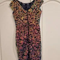 پیراهن بنفش و صورتی و سرمه ای