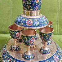 شربت خوری مس و پرداز میناکاری با جام مخصوص ساقی