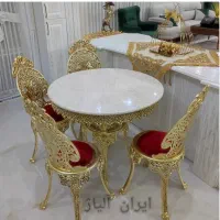 میز ۳ نفره برنز آلیاژ و سطل اشغال برنز