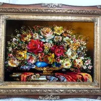 تابلو گل نامزدی کد17 دستبافت و ابریشم دار|تابلو فرش|تبریز, |دیوار