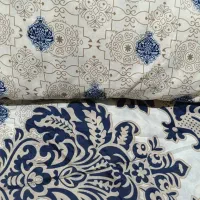 پارچه ملافه ست رنگ سرمه ای وکرم