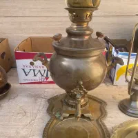 سماور زغالی و ست سینی استکانش