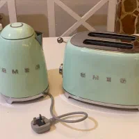 ست کتری و توستر اسمگ سبز پاستیلی توستر Smeg
