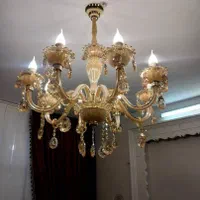 لوستر سقفی مدرن کریستال طلایی 24 شاخه|لوستر و چراغ آویز|اندیمشک, |دیوار