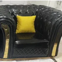 ست مبل ۸ نفره چرم مشکی و طلائی شیک قیمت ۷۰ میلیون|مبلمان خانگی و میز عسلی|بندرعباس, |دیوار
