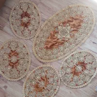 رومیزی ۵ تکه مخمل کارشده