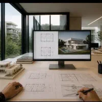 طراحی معماری/ نما داخلی نقشه پلان ویلا جواز