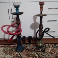 دو عدد قلیان تنه سرخ دار