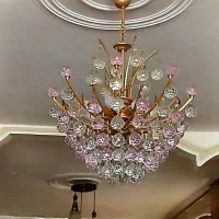 ۲عدد لوستر کریستال ۸شاخه و ۴عدد دیواری کریستال