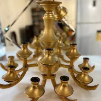 لوستر قدیمی آب طلا پنج شاخه ۱۵ شعله