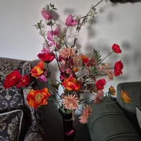 گل مصنوعی گلدان فلزی