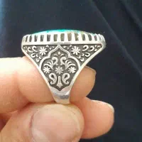 انگشتر فیروزه نیشابور  رکاب قلم کاری شده (سفارشی)