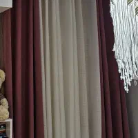 دوعدد والان پرده صورتی کتان (قسمت سفید موجود نیست)