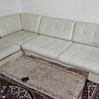 مبل ال چرم عالی با نشیمن راحت ، کم جا و چرم ممتاز|مبلمان خانگی و میز عسلی|کرمانشاه, |دیوار