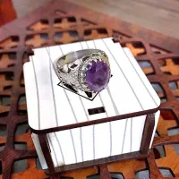 ۳ عدد انگشتر نقره آمیتیست و عقیق