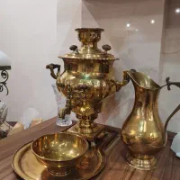 سرویس سماور برنجی زغالی قدیمی
