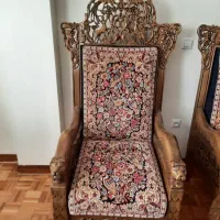 مبل دست ساز چوب گردو با رویه فرش دستباف کرمان