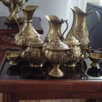 سماور زغالی ۳ لیتری برنجی شیر خورشید