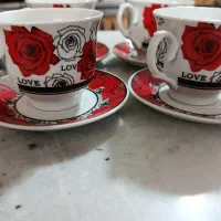 ست فنجان و نعلبکی قهوه خوری 6 نفره مدل Love