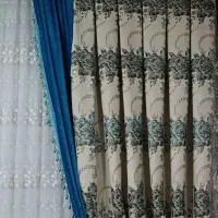 2عددوالان پرده ژاکارد ترک همراه با مخمل سالم