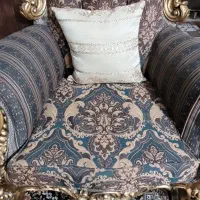 مبلمان سلطنتی ۹نفره به رنگ قهوه ایی وطلایی|مبلمان خانگی و میز عسلی|شیراز, شهرک ترکان|دیوار