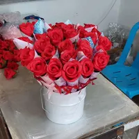 * تک شاخه کاغذی با گل رز باکارا قرمز *|گل مصنوعی|قرچک, |دیوار