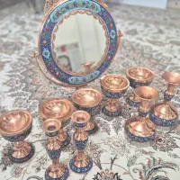 سرویس مسی /آینه شمعدان مسی/ در حد نو