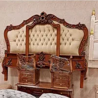 مبل کویین فرانسه تخت فرانسه جهیزیه کامل چوبی|مبلمان خانگی و میز عسلی|اردبیل, |دیوار