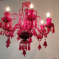 لوستر کریستالی قرمز شاخه عصایی بلند|لوستر و چراغ آویز|تهران, بهارستان|دیوار