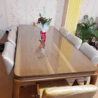 میز ناهارخوری ۸ نفره با شیشه روی میز و ۸ صندلی|میز و صندلی غذاخوری|رشت, دیلمان|دیوار